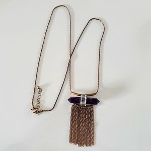 Boutique Purple Faux Stone Accent Gold Tone Multi Length Necklace